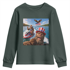 Patriotic Bigfoot Squad Chill Summer Vacation Graphic Youth Sweatshirt