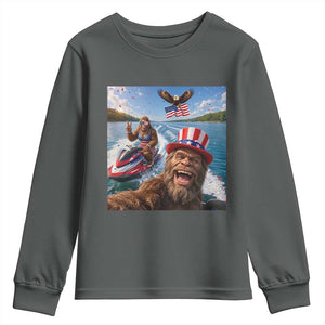 Patriotic Bigfoot Squad Chill Summer Vacation Graphic Youth Sweatshirt