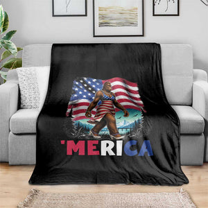 Funny Patriotic Sexy Bigfoot Throw Blanket Merica USA 250th Anniversary