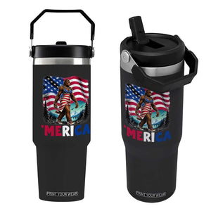 Funny Patriotic Sexy Bigfoot Flip Straw Tumbler Merica USA 250th Anniversary
