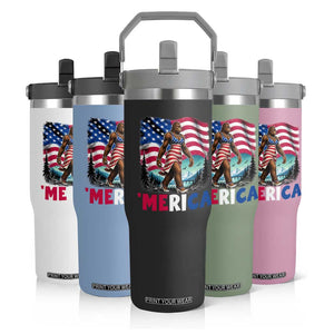 Funny Patriotic Sexy Bigfoot Flip Straw Tumbler Merica USA 250th Anniversary