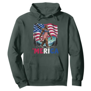 Funny Patriotic Sexy Bigfoot Hoodie Merica USA 250th Anniversary TS12 Dark Forest Green Print Your Wear