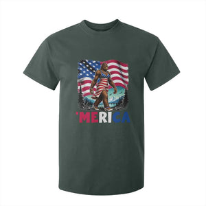 Funny Patriotic Sexy Bigfoot T Shirt For Kid Merica USA 250th Anniversary TS12 Dark Forest Green Print Your Wear