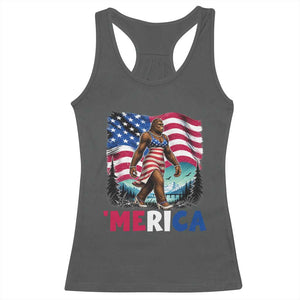 Funny Patriotic Sexy Bigfoot Racerback Tank Top Merica USA 250th Anniversary TS12 Dark Heather Print Your Wear