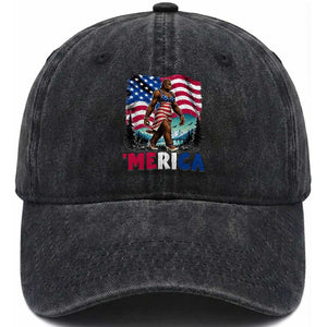 Funny Patriotic Sexy Bigfoot Washed Cotton Baseball Cap Merica USA 250th Anniversary TS12 Print Your Wear