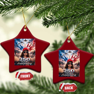 Funny Doll Face Meme 4th Of July Ceramic Ornament USA Freedom Jet Fighter Graphic