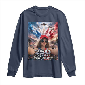 Funny Doll Face Meme 4th Of July Long Sleeve Shirt USA Freedom Jet Fighter Graphic