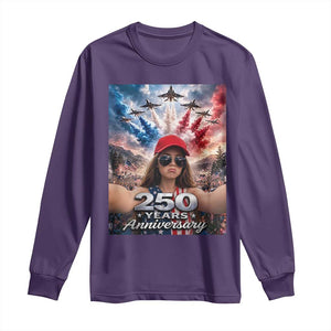 Funny Doll Face Meme 4th Of July Long Sleeve Shirt USA Freedom Jet Fighter Graphic