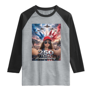 Funny Doll Face Meme 4th Of July Raglan Shirt USA Freedom Jet Fighter Graphic