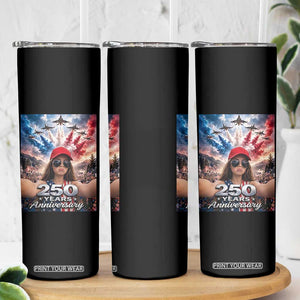 Funny Doll Face Meme 4th Of July Skinny Tumbler USA Freedom Jet Fighter Graphic