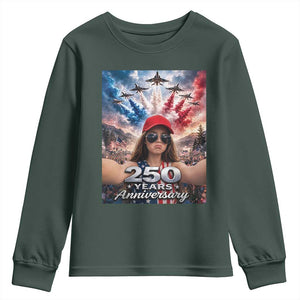 Funny Doll Face Meme 4th Of July Youth Sweatshirt USA Freedom Jet Fighter Graphic