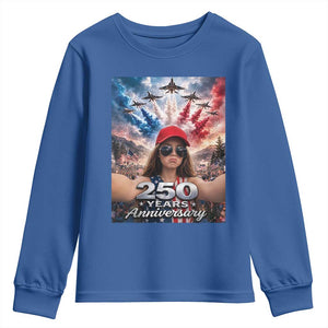 Funny Doll Face Meme 4th Of July Youth Sweatshirt USA Freedom Jet Fighter Graphic