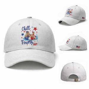 Funny Doll Face Meme 4th Of July Baseball Cap Chill The Fourth Out TS12 Baseball Cap Universal Fit White Print Your Wear