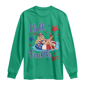 Funny Doll Face Meme 4th Of July Long Sleeve Shirt Chill The Fourth Out TS12 Irish Green Print Your Wear