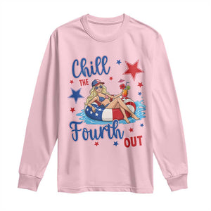 Funny Doll Face Meme 4th Of July Long Sleeve Shirt Chill The Fourth Out TS12 Light Pink Print Your Wear