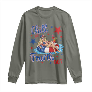 Funny Doll Face Meme 4th Of July Long Sleeve Shirt Chill The Fourth Out TS12 Military Green Print Your Wear