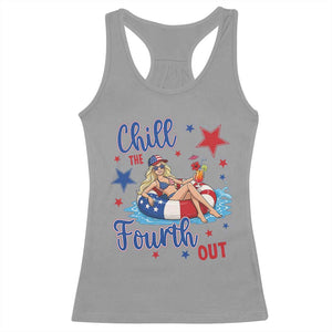 Funny Doll Face Meme 4th Of July Racerback Tank Top Chill The Fourth Out TS12 Sport Gray Print Your Wear