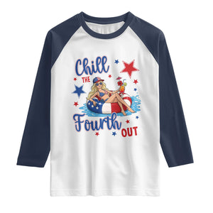 Funny Doll Face Meme 4th Of July Raglan Shirt Chill The Fourth Out TS12 White Navy Print Your Wear