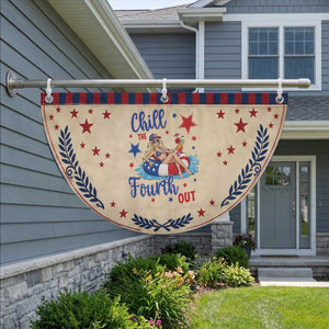 Funny Doll Face Meme 4th Of July Patriotic Fan Flag Chill The Fourth Out