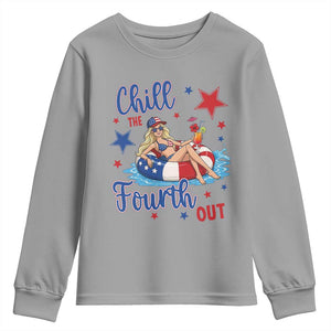 Funny Doll Face Meme 4th Of July Youth Sweatshirt Chill The Fourth Out TS12 Sport Gray Print Your Wear