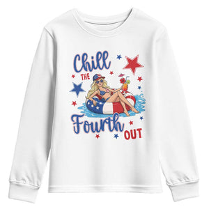 Funny Doll Face Meme 4th Of July Youth Sweatshirt Chill The Fourth Out TS12 White Print Your Wear