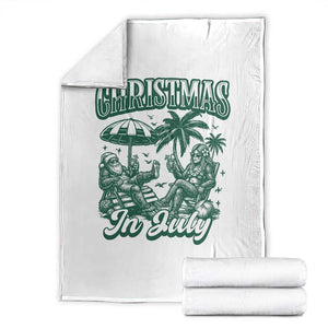 Vintage Summer Christmas Bigfoot Couple Throw Blanket Tropical Xmas Graphic TS12 White Print Your Wear