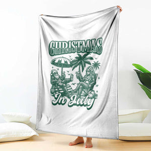 Vintage Summer Christmas Bigfoot Couple Throw Blanket Tropical Xmas Graphic TS12 Print Your Wear