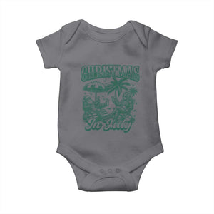 Vintage Summer Christmas Bigfoot Couple Baby Onesie Tropical Xmas Graphic TS12 Charcoal Print Your Wear