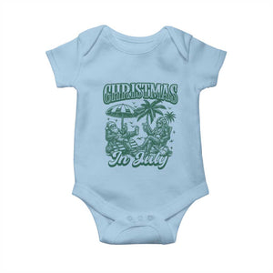 Vintage Summer Christmas Bigfoot Couple Baby Onesie Tropical Xmas Graphic TS12 Light Blue Print Your Wear