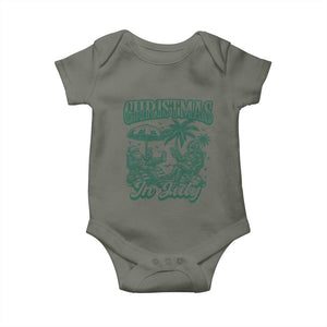Vintage Summer Christmas Bigfoot Couple Baby Onesie Tropical Xmas Graphic TS12 Military Green Print Your Wear
