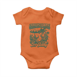 Vintage Summer Christmas Bigfoot Couple Baby Onesie Tropical Xmas Graphic TS12 Orange Print Your Wear