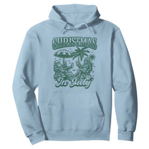 Vintage Summer Christmas Bigfoot Couple Hoodie Tropical Xmas Graphic TS12 Light Blue Print Your Wear