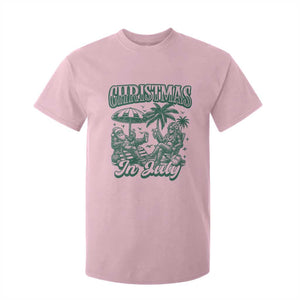 Vintage Summer Christmas Bigfoot Couple T Shirt For Kid Tropical Xmas Graphic TS12 Light Pink Print Your Wear