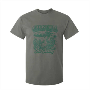 Vintage Summer Christmas Bigfoot Couple T Shirt For Kid Tropical Xmas Graphic TS12 Military Green Print Your Wear