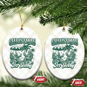 Vintage Summer Christmas Bigfoot Couple Ceramic Ornament Tropical Xmas Graphic TS12 Print Your Wear