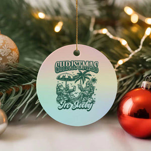 Vintage Summer Christmas Bigfoot Couple Ceramic Ornament Tropical Xmas Graphic TS12 1pc Pastel Print Your Wear
