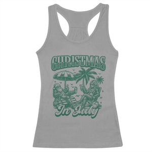 Vintage Summer Christmas Bigfoot Couple Racerback Tank Top Tropical Xmas Graphic