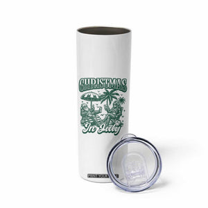 Vintage Summer Christmas Bigfoot Couple Skinny Tumbler Tropical Xmas Graphic TS12 Print Your Wear