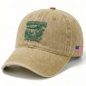 Vintage Summer Christmas Bigfoot Couple Washed Cotton Baseball Cap Tropical Xmas Graphic TS12 Print Your Wear
