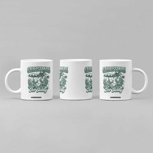 Vintage Summer Christmas Bigfoot Couple Coffee Mug Tropical Xmas Graphic TS12 Print Your Wear