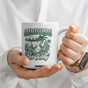 Vintage Summer Christmas Bigfoot Couple Coffee Mug Tropical Xmas Graphic TS12 Print Your Wear