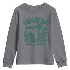 Vintage Summer Christmas Bigfoot Couple Youth Sweatshirt Tropical Xmas Graphic TS12 Charcoal Print Your Wear