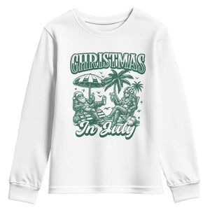 Vintage Summer Christmas Bigfoot Couple Youth Sweatshirt Tropical Xmas Graphic TS12 White Print Your Wear