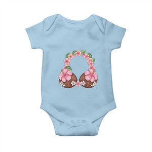 Hibiscus Flower Coconut Bra Baby Onesie Tropical Summer Graphic TS12 Light Blue Print Your Wear