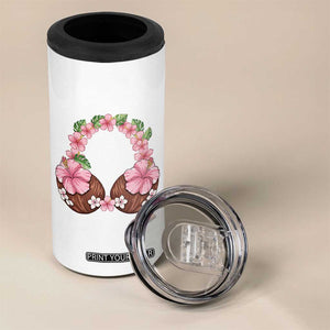 Hibiscus Flower Coconut Bra 4 in 1 Can Cooler Tumbler Tropical Summer Graphic TS12 Print Your Wear