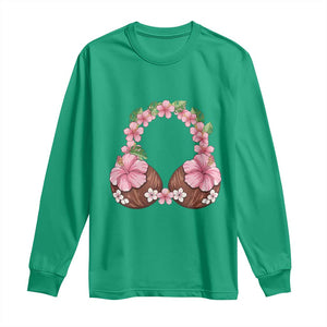 Hibiscus Flower Coconut Bra Long Sleeve Shirt Tropical Summer Graphic TS12 Irish Green Print Your Wear
