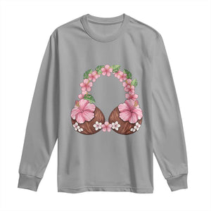 Hibiscus Flower Coconut Bra Long Sleeve Shirt Tropical Summer Graphic TS12 Sport Gray Print Your Wear