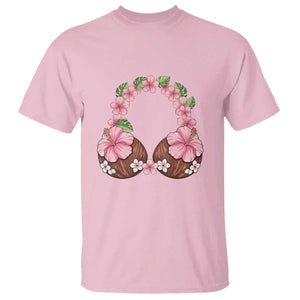 Hibiscus Flower Coconut Bra T Shirt Tropical Summer Graphic TS12 Light Pink Print Your Wear