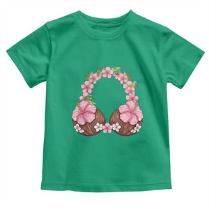 Hibiscus Flower Coconut Bra Toddler T Shirt Tropical Summer Graphic TS12 Irish Green Print Your Wear