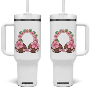 Hibiscus Flower Coconut Bra Tumbler With Handle Tropical Summer Graphic